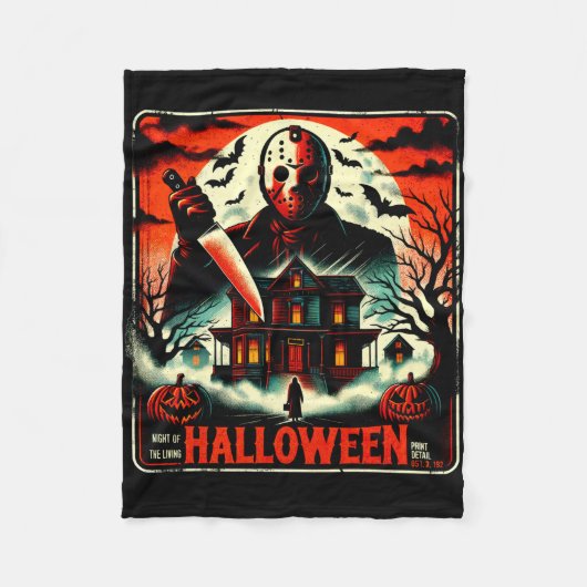 Retro Halloween Horror Night 80er Slasher Vibes Fleecedecke (Vorderseite)