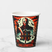 Retro Halloween Horror Night 80er Slasher Vibes Pappbecher (Vorderseite)