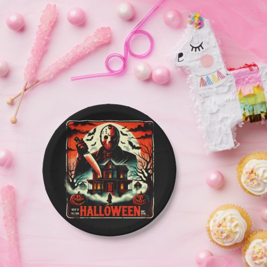 Retro Halloween Horror Night 80er Slasher Vibes Pappteller (Party)
