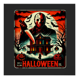 Retro Halloween Horror Night 80er Slasher Vibes Poster