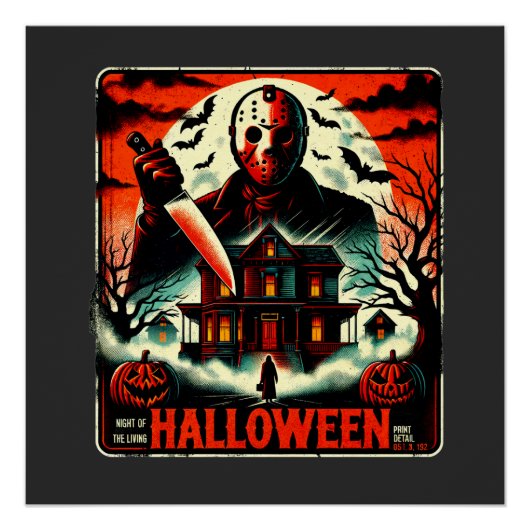 Retro Halloween Horror Night 80er Slasher Vibes Poster (Vorderseite)
