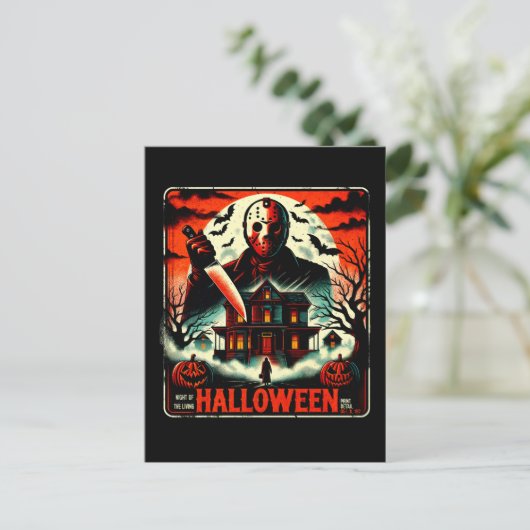 Retro Halloween Horror Night 80er Slasher Vibes Postkarte (Stehend Vorderseite)