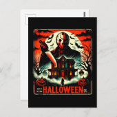 Retro Halloween Horror Night 80er Slasher Vibes Postkarte (Vorne/Hinten)