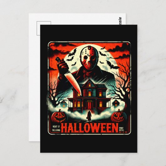 Retro Halloween Horror Night 80er Slasher Vibes Postkarte (Vorne/Hinten)
