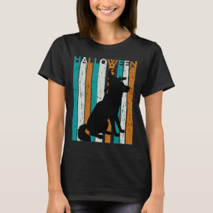 Retro Halloween Husky Silhouette Vintag Orange T-Shirt