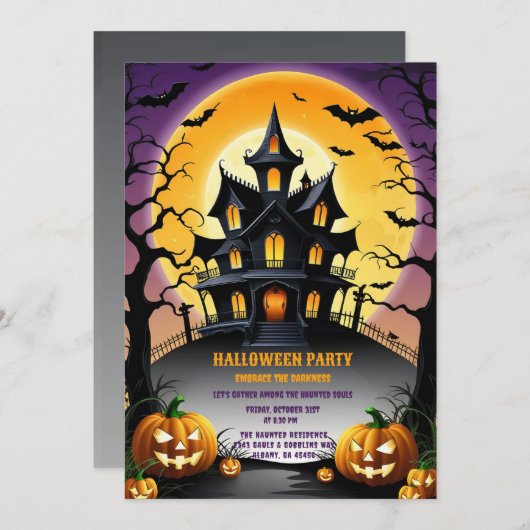 Retro Halloween Invitation Day of Haunting Spirits Einladung (Vorne/Hinten)