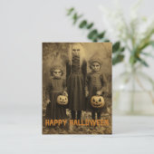 Retro Halloween Kätzchen mit geschnitzten Kürbisse Postkarte (Stehend Vorderseite)