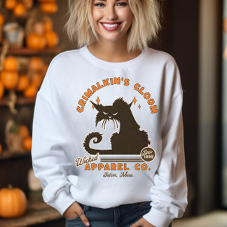 Retro Halloween Katze Grimalkin Orange Black Sweatshirt