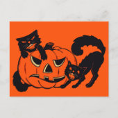 Retro Halloween Katzen Postkarte (Vorderseite)