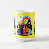 Retro Halloween Kawaii Black Cat, Pumpkin Design Kaffeetasse (Mittel)