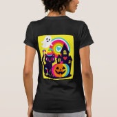 Retro Halloween Kawaii Black Cat, Pumpkin Design T-Shirt (Rückseite)