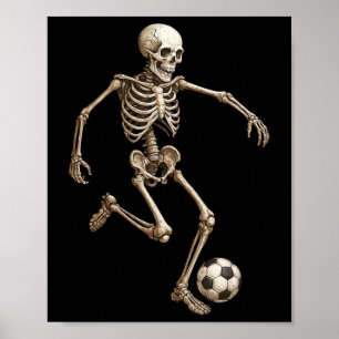 Retro-Halloween-Kostüm Skelett-Fußball lustig Männ Poster