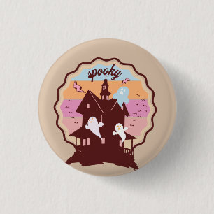 Retro Halloween Kostüm Spooky Spuk House Ghost Button