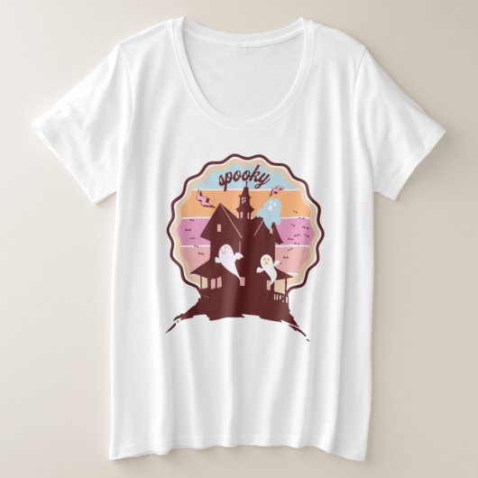 Retro Halloween Kostüm Spooky Spuk House Ghost Große Größe T-Shirt (Design vorne)