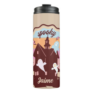Retro Halloween Kostüm Spooky Spuk House Ghost Thermosbecher