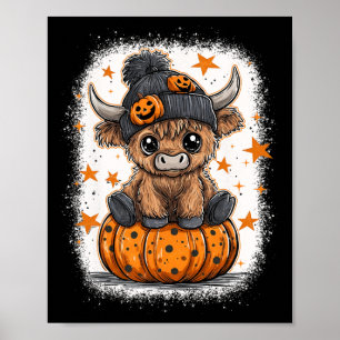 Retro Halloween Kuh Kürbis Herbst Kuh Erntedankfes Poster