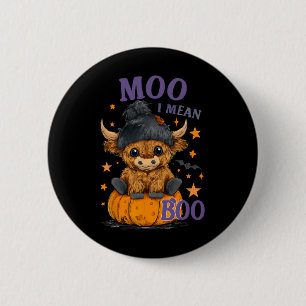 Retro Halloween Kuh Moo I Gemein Boo Funny Fall 1 Button