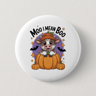 Retro Halloween Kuh Moo I Gemein Boo Funny Fall Button
