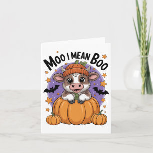 Retro Halloween Kuh Moo I Gemein Boo Funny Fall Karte