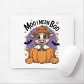 Retro Halloween Kuh Moo I Gemein Boo Funny Fall Mousepad (Mit Mouse)