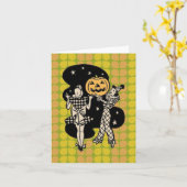 Retro Halloween Ladlies Karte (Gelbe Blume)