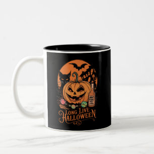 Retro Halloween Lang lebe der Herbst Gruselzeit  Zweifarbige Tasse