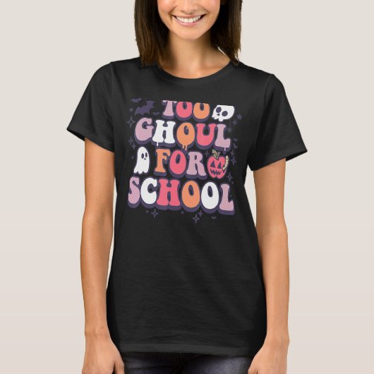 Retro Halloween Lehrer Ghouls Groovy School Trick T-Shirt (Vorderseite)