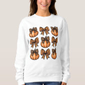 Retro Halloween Leopart Bow & Pumpkin Coquette Sweatshirt (Vorderseite)