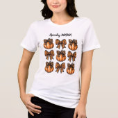 Retro Halloween Leopart Bow Pumpkin Coquette Tri-Blend Shirt (Vorderseite)