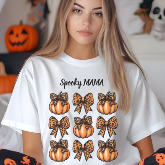 Retro Halloween Leopart Bow Pumpkin Coquette Tri-Blend Shirt