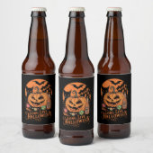Retro Halloween Long Live Fall Spooky Saison Bierflaschenetikett (Flaschen)