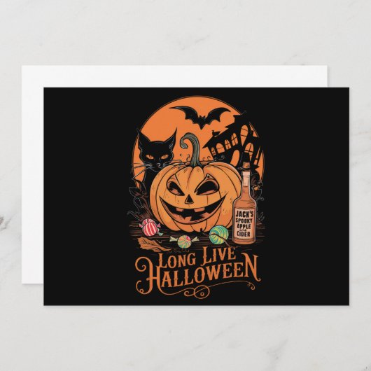 Retro Halloween Long Live Fall Spooky Saison Einladung (Vorne/Hinten)