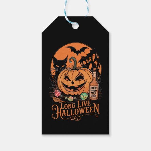 Retro Halloween Long Live Fall Spooky Saison Geschenkanhänger (Rückseite)