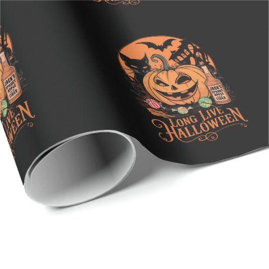 Retro Halloween Long Live Fall Spooky Saison Geschenkpapier (Rolleneckpunkt)