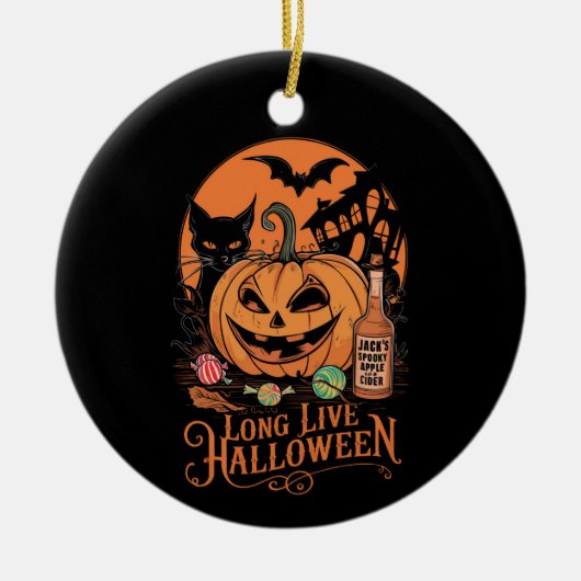 Retro Halloween Long Live Fall Spooky Saison Keramik Ornament (Vorne)