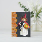Retro-Halloween-Mädchen Postkarte (Stehend Vorderseite)