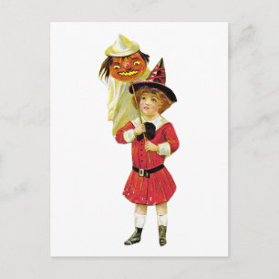 Retro-Halloween-Mädchen Postkarte