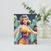 Retro-Halloween-Mädchen Postkarte (Stehend Vorderseite)