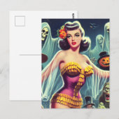 Retro-Halloween-Mädchen Postkarte (Vorne/Hinten)
