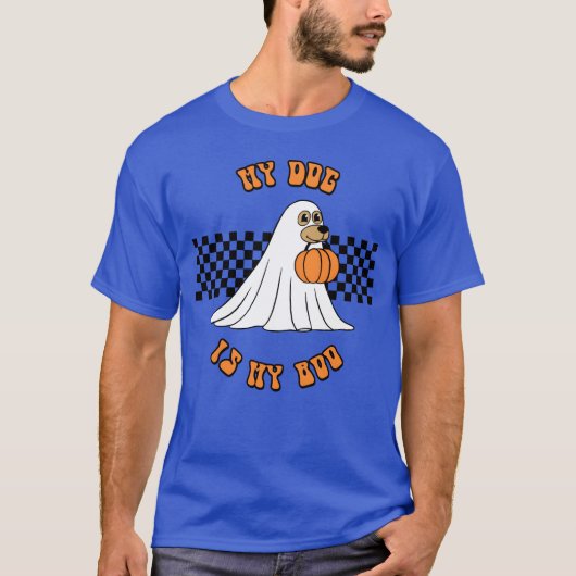 Retro Halloween Mein Hund ist mein Boo Halloween V T-Shirt (Vorderseite)