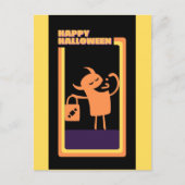 Retro Halloween Monster Trick oder Trete Postkarte (Vorderseite)