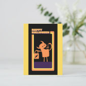 Retro Halloween Monster Trick oder Trete Postkarte (Stehend Vorderseite)