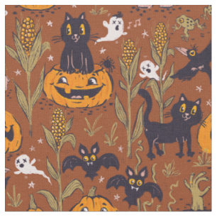 Retro-Halloween-Muster im Vintage-Stil. Stoff