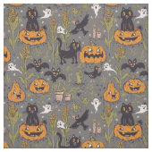 Retro Halloween Muster im Vintagen Cartoon Stil. Stoff (Muster)