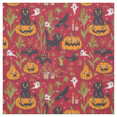 Retro Halloween Muster im Vintagen Cartoon Stil. Stoff (Muster)
