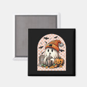 Retro Halloween Niedlich Ghost Drink Kaffee Pumpki Magnet (Vorderseite/Rückseite)