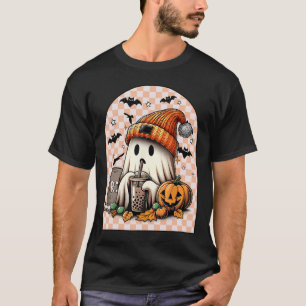 Retro Halloween Niedlich Ghost Drink Kaffee Pumpki T-Shirt