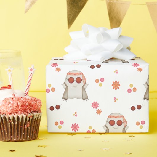 Retro Halloween Niedlich Kids Floral Ghost Geschenkpapier (Geburtstagsparty)