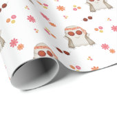 Retro Halloween Niedlich Kids Floral Ghost Geschenkpapier (Rolleneckpunkt)