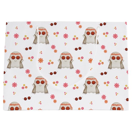 Retro Halloween Niedlich Kids Floral Ghost Große Geschenktüte (Vorderseite)